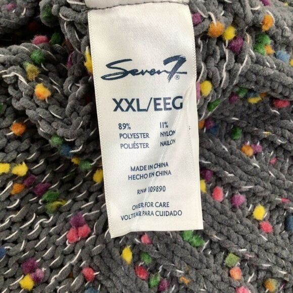 Women’s Seven7 Gray Confetti Crew Neck Plus Size XX Sweater with Ruffle Detail - Picture 3 of 8